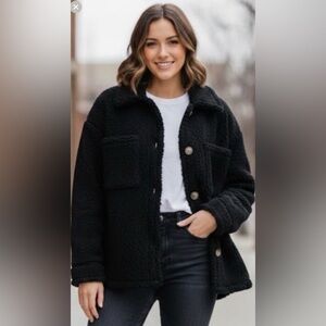 NWT Love Tree Women's Cozy Soft Sherpa Teddy Coat Shacket size L